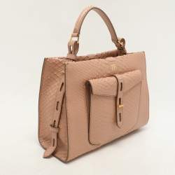 Tom Ford Beige Python Small T Twist Top Handle Bag