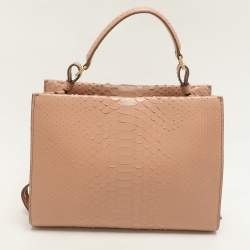 Tom Ford Beige Python Small T Twist Top Handle Bag