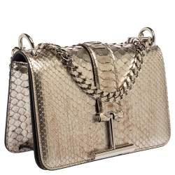 Tom Ford Silver Python Tara Chain Shoulder Bag
