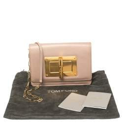 Pre Owned Tom Ford Beige Leather Natalia Wallet On Chain