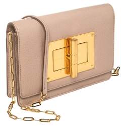Pre Owned Tom Ford Beige Leather Natalia Wallet On Chain