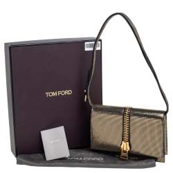 Tom Ford Black/Gold Nubuck And Foil Sedgwick Zip Clutch 