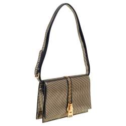 Tom Ford Black/Gold Nubuck And Foil Sedgwick Zip Clutch 