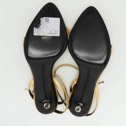 Tom Ford Gold Leather Padlock Ankle Strap Sandals Size 36.5