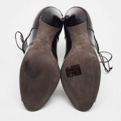 Tom Ford Black Leather Cut Out Peep Toe Ankle Booties Size 39.5