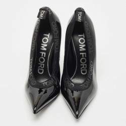 Pre Owned Tom Ford Black Elastic and Patent Leather Pointed Toe Pumps Size 37.5