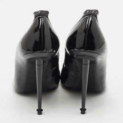 Pre Owned Tom Ford Black Elastic and Patent Leather Pointed Toe Pumps Size 37.5