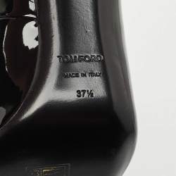 Pre Owned Tom Ford Black Elastic and Patent Leather Pointed Toe Pumps Size 37.5