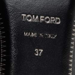 Pre Owned Tom Ford Black Leather Ankle Wrap Lock Ballet Flats Size 37