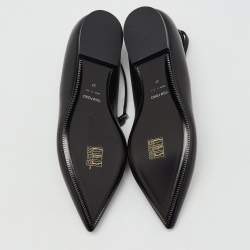 Pre Owned Tom Ford Black Leather Ankle Wrap Lock Ballet Flats Size 37