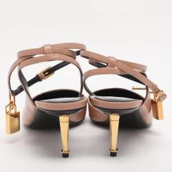 Pre Owned Tom Ford Pink Leather Padlock Ankle Wrap Pumps Size 38.5