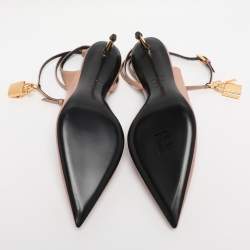 Pre Owned Tom Ford Pink Leather Padlock Ankle Wrap Pumps Size 38.5