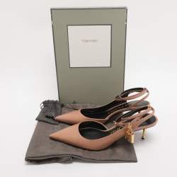 Pre Owned Tom Ford Pink Leather Padlock Ankle Wrap Pumps Size 38.5