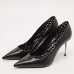 مملوكة مسبقًا Tom Ford Ankle Chain Size 37.5 Black Leather Pumps