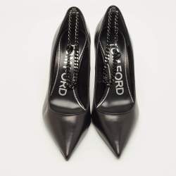 مملوكة مسبقًا Tom Ford Ankle Chain Size 37.5 Black Leather Pumps