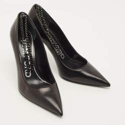 مملوكة مسبقًا Tom Ford Ankle Chain Size 37.5 Black Leather Pumps
