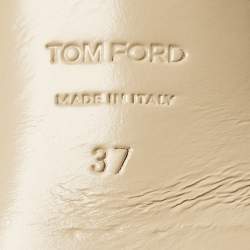 Pre Owned Tom Ford Size 37 Cream Croc Embossed Patent Leather Slingback Pumps