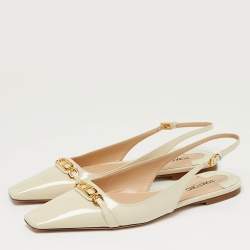 Pre Owned Tom Ford Whitney Size 41 Cream Patent Leather Slingback Flats