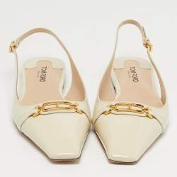 Pre Owned Tom Ford Whitney Size 41 Cream Patent Leather Slingback Flats