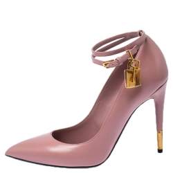 Pre Owned Tom Ford Pink Leather Ankle Lock Pointed Toe Pumps Size 39.5
