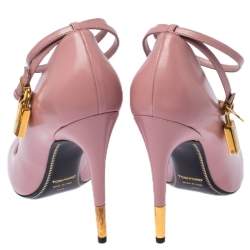 Pre Owned Tom Ford Pink Leather Ankle Lock Pointed Toe Pumps Size 39.5