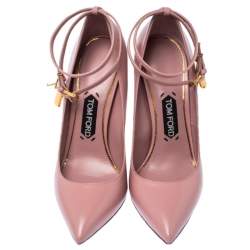 Pre Owned Tom Ford Pink Leather Ankle Lock Pointed Toe Pumps Size 39.5