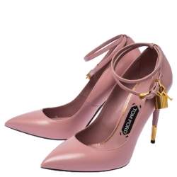 Pre Owned Tom Ford Pink Leather Ankle Lock Pointed Toe Pumps Size 39.5