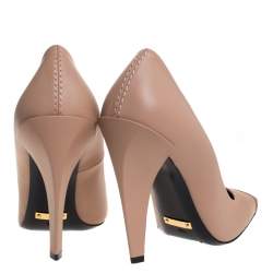 Tom Ford Beige Leather Square Toe Pumps Size 38.5