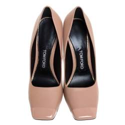 Tom Ford Beige Leather Square Toe Pumps Size 38.5