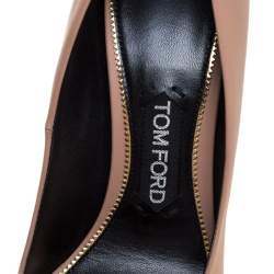 Tom Ford Beige Leather Square Toe Pumps Size 38.5