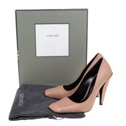 Tom Ford Beige Leather Square Toe Pumps Size 38.5