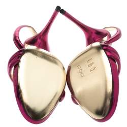 Pre Owned Tom Ford Metallic Pink Leather Slingback Sandals Size 38.5