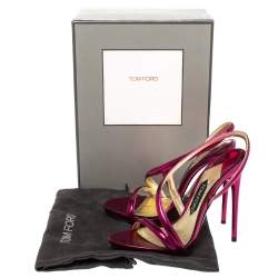 Pre Owned Tom Ford Metallic Pink Leather Slingback Sandals Size 38.5