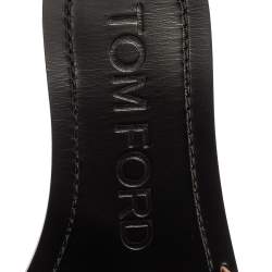 Pre Owned Tom Ford Beige/Black Leather TF Slide Sandals Size 38