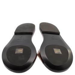 Pre Owned Tom Ford Beige/Black Leather TF Slide Sandals Size 38