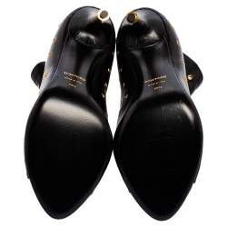 Tom Ford Black Leather Grommet Open Toe Ankle Boots Size 38.5