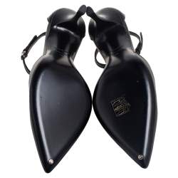 Tom Ford Black Leather Ankle Strap Pointed Toe Pumps Size 40