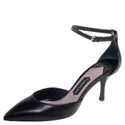 Tom Ford Black Leather Ankle Strap Pointed Toe Pumps Size 40
