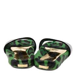 Tom Ford Green Suede/Crystal Pool Slide Size 38