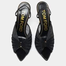 Tom Ford Black Net Piercing Peep-Toe Slingback Pumps Size 40
