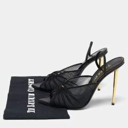 Tom Ford Black Net Piercing Peep-Toe Slingback Pumps Size 40