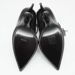 Tom Ford Black Leather Padlock Ankle Wrap Pointed Toe Pumps Size 40