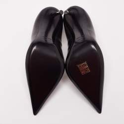 Tom Ford Black Leather and Elastic Logo Pointed Toe Pumps Size 41