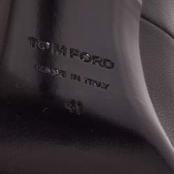 Tom Ford Black Leather and Elastic Logo Pointed Toe Pumps Size 41