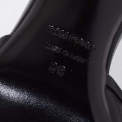 Pre Owned Tom Ford Black Leather Metal Pointed Cap Toe Mary Jane Mules Size 39