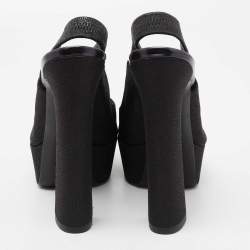 Pre Owned Tom Ford Black Glitter Peep Toe Slingback Platform Sandals Size 38