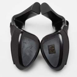 Pre Owned Tom Ford Black Glitter Peep Toe Slingback Platform Sandals Size 38