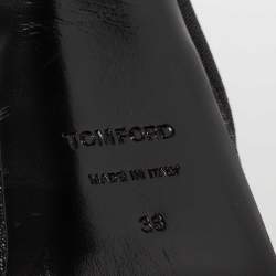 Pre Owned Tom Ford Black Glitter Peep Toe Slingback Platform Sandals Size 38