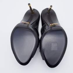 Tom Ford Black Ruched Leather Peep Toe Mules Size 41