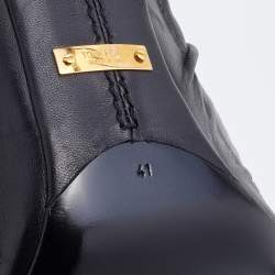 Tom Ford Black Ruched Leather Peep Toe Mules Size 41